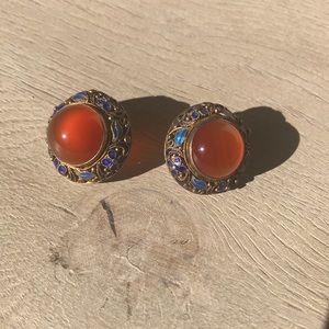 Antique 925S semiprecious stone earrings